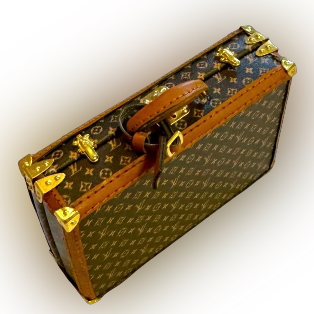 Designer Dollhouse Miniature Monogram Canvas Trunk